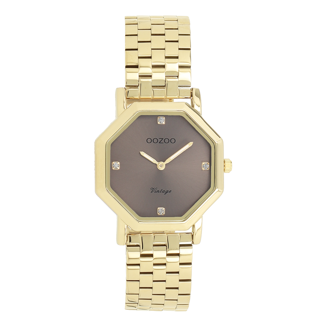 Gold coloured OOZOO watch with stainless steel bracelet